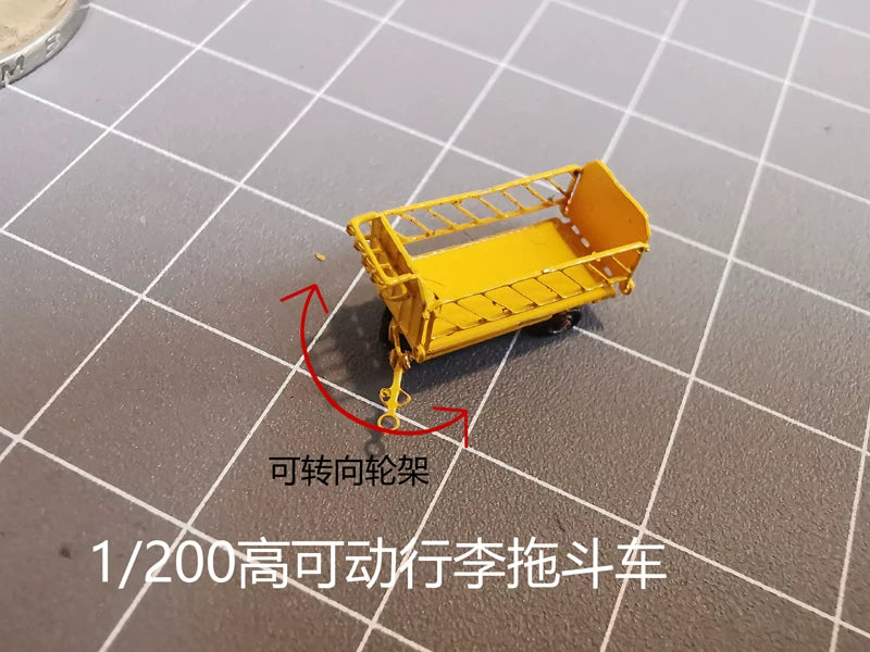 1:200 Airport Scene Model TUG Luggage Transport System MH-50 Trailer TUG660 Luggage Transfer Truck