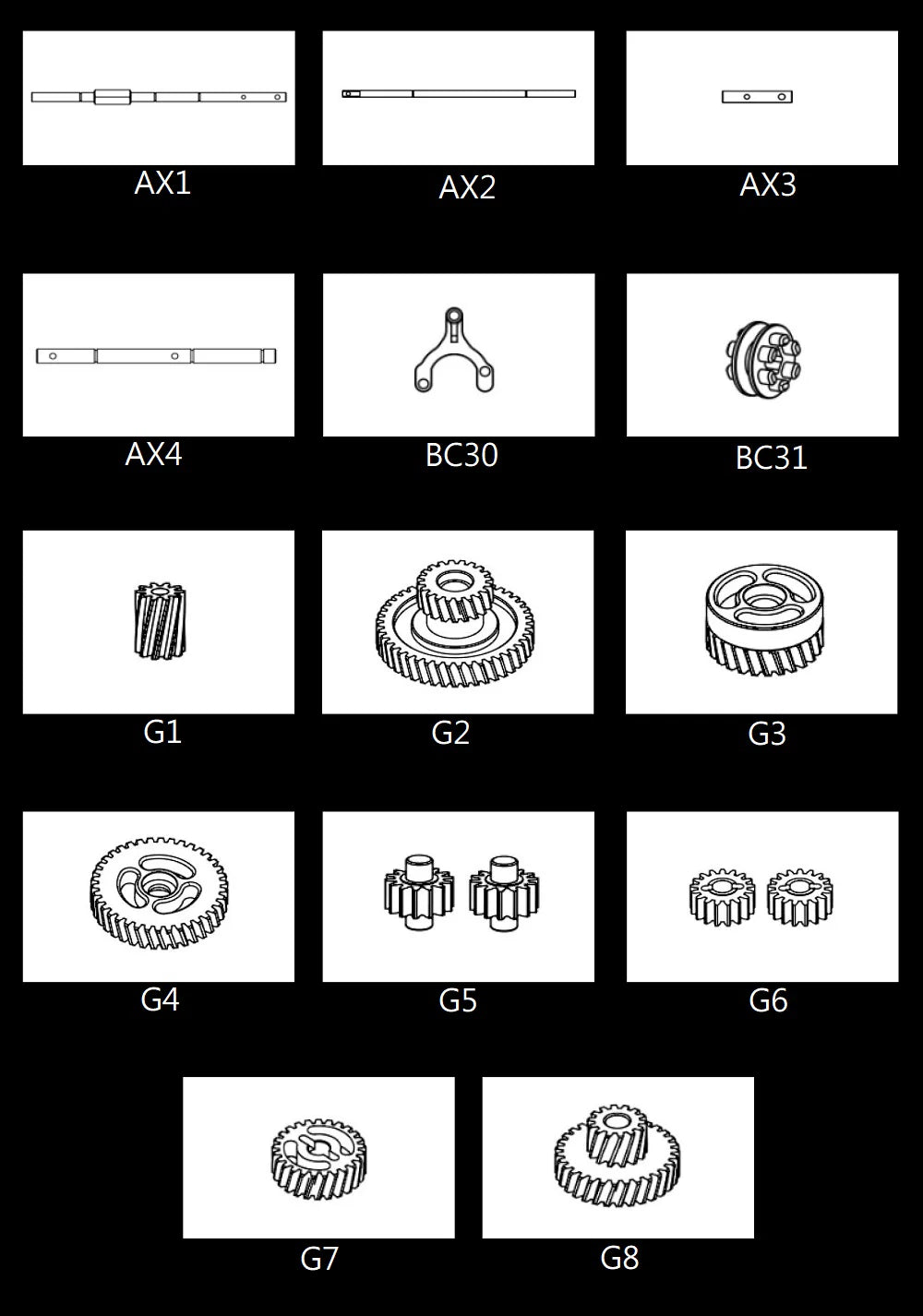 CAPO CD15827 JKMAX 1/8 Rc Car Gearbox Parts B