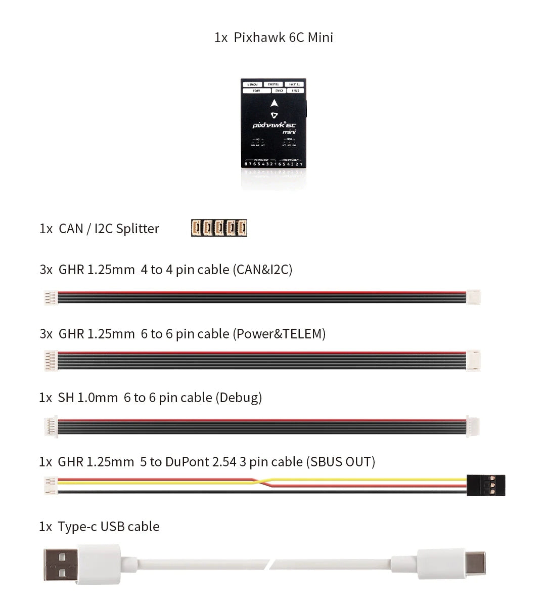 Holybro Pixhawk 6C Mini Flight Control PM02 V3 PM06 Power Module M9N M10 GPS Kit