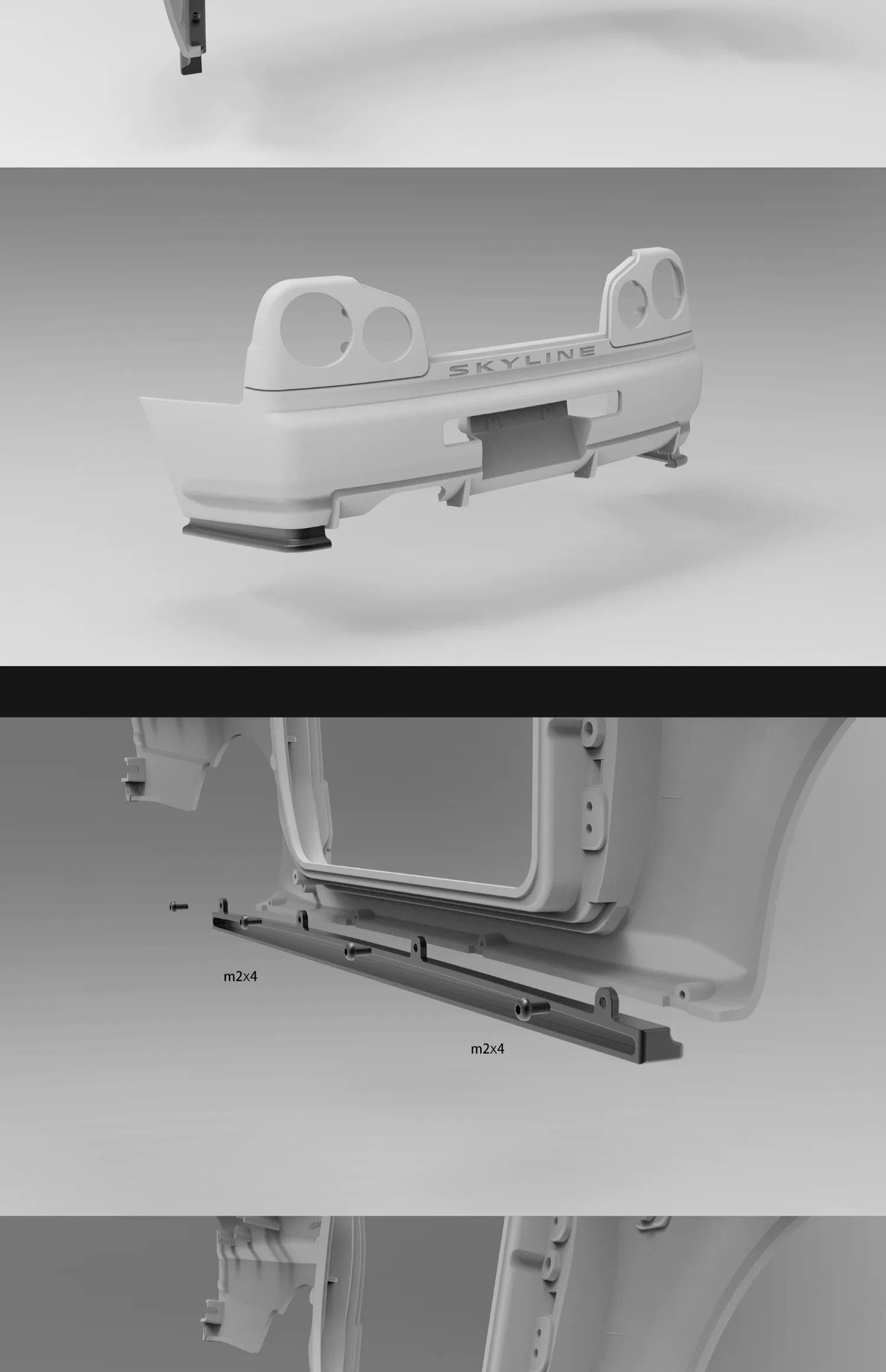 CAPO GTR R34 1/8 RC CAR Aluminum Alloy Side Skirt CD15829SS