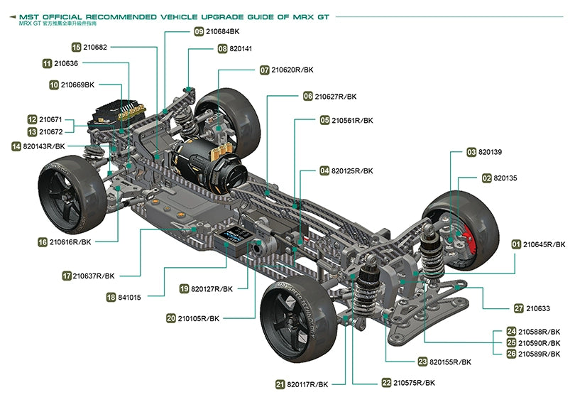 MST 1/10 RC drift car frame MRX GT v1.5 RWD KIT 532209