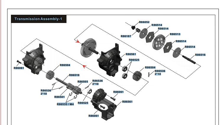 RGT EX86190 1/10 LC76 Rc Car Gearbox Gear Shaft Anti-skid Parts