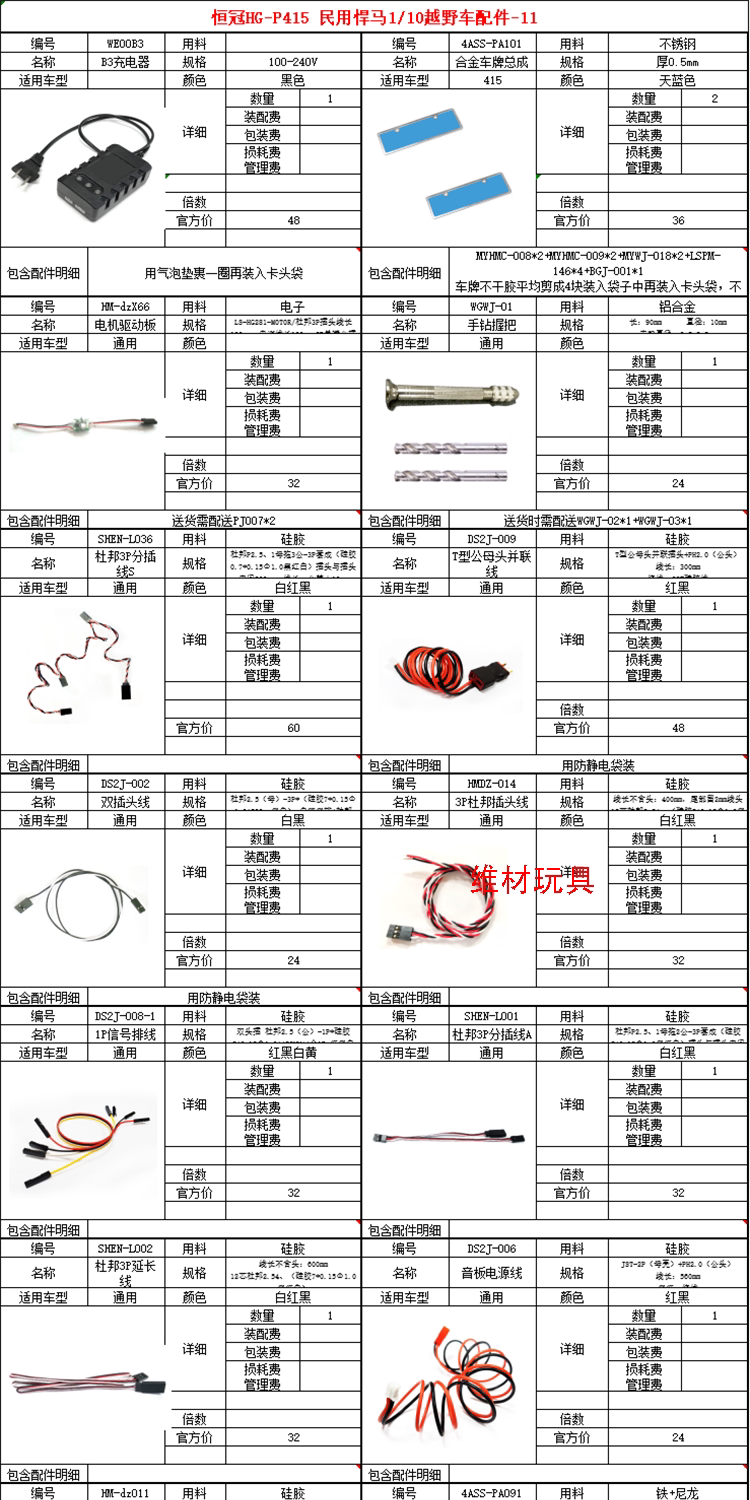 Trasped HG P415A  1/10 RC CAR Accessories