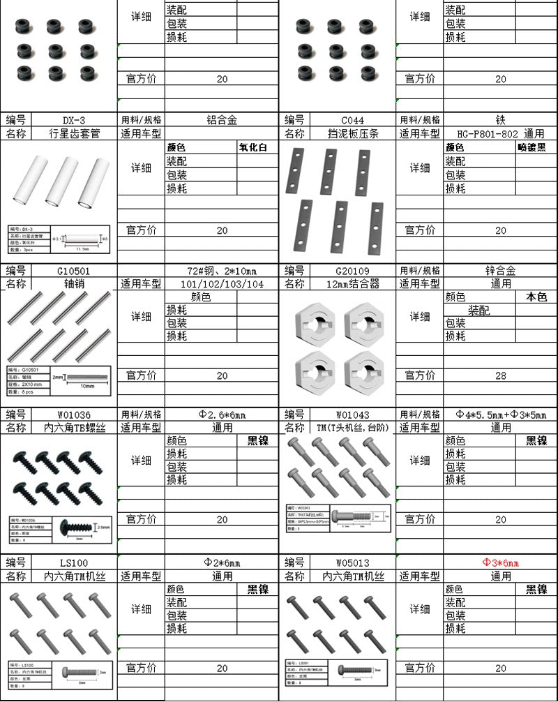 HG P801 P802 RC Vehicle Military Truck Tractor 1/12  M977 M983 Accessories