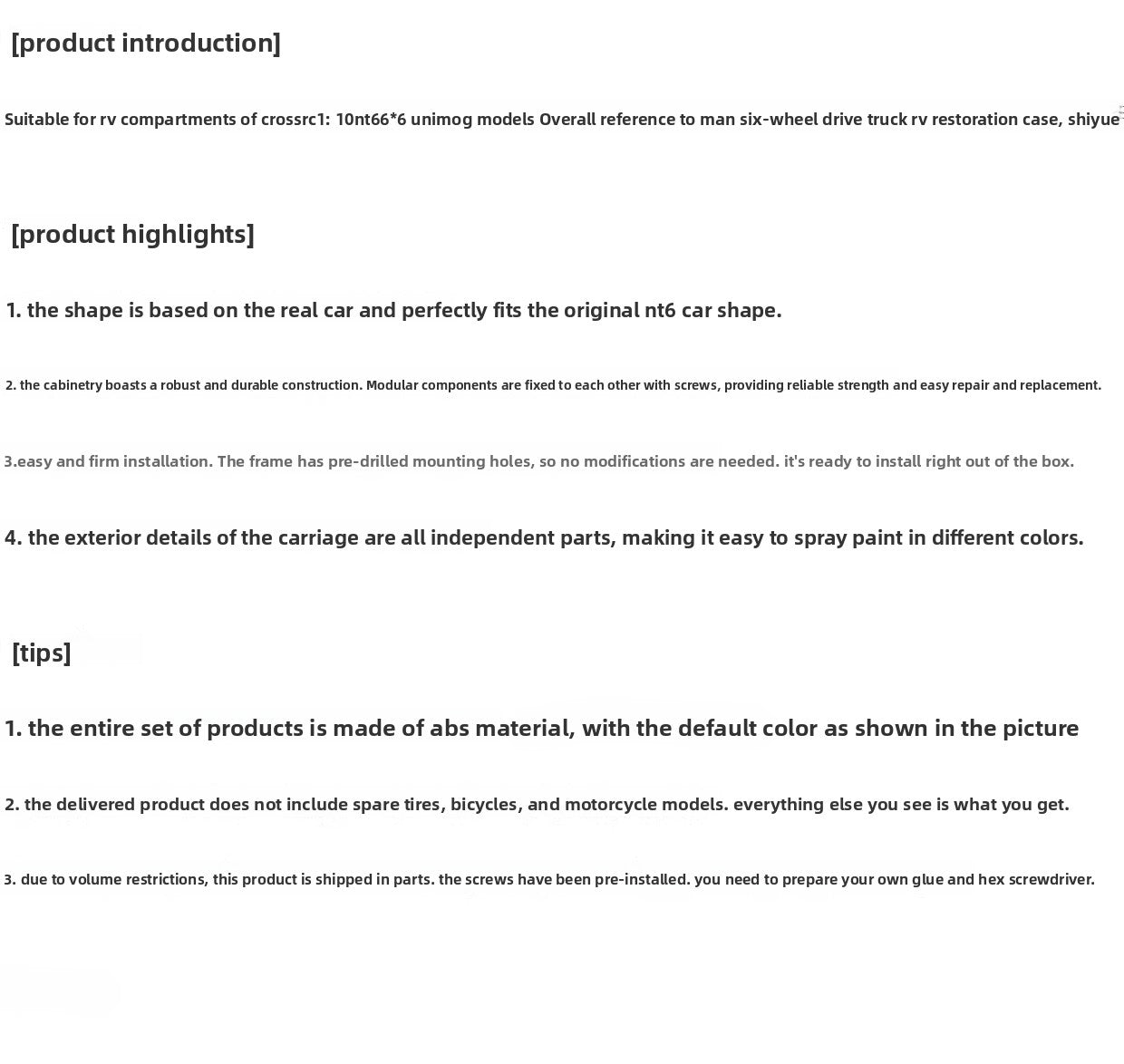 1/10 CROSSRC NT6 6x6 Unimog Rc Car 3d Printing RV Cars