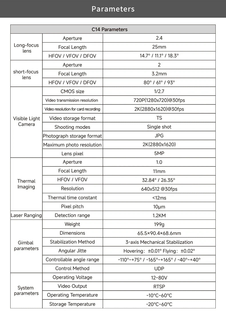 Skydroid C14 High-resolution Thermal Imaging Camera with Laser Ranging and Three-axis Stabilization
