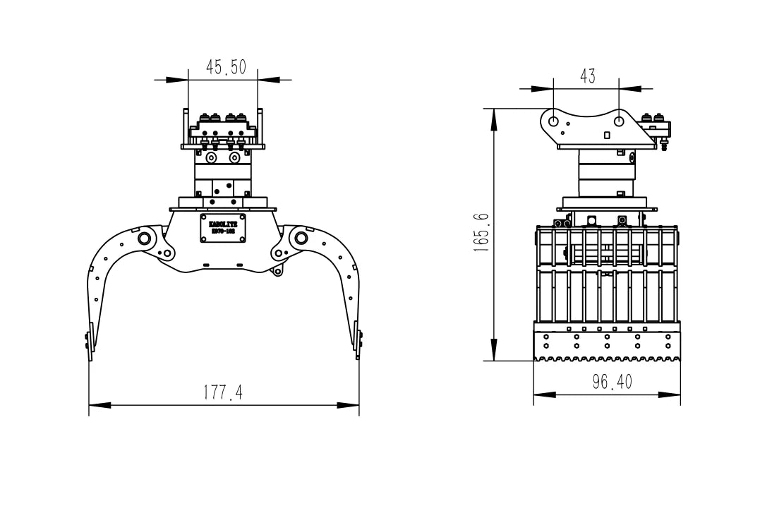 Hydraulic Claw Bucket Hydraulic Clamp for 1/14 RC Hydraulic Excavator Kabolite K970
