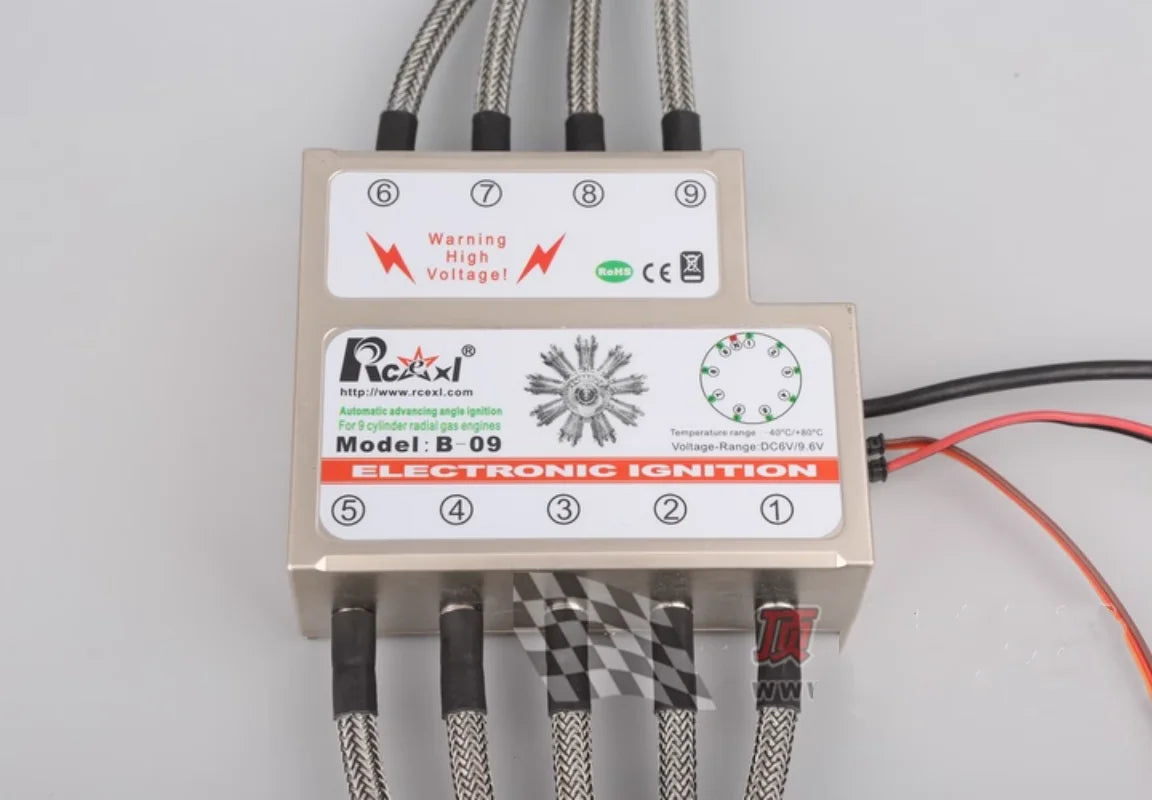 RCEXL Automatic Advancing Angle Electronic Ignition for CDI 3/4/5/7/9 Cylinders Engine CM-6/ME8 Head Igniter with Sensing Cable