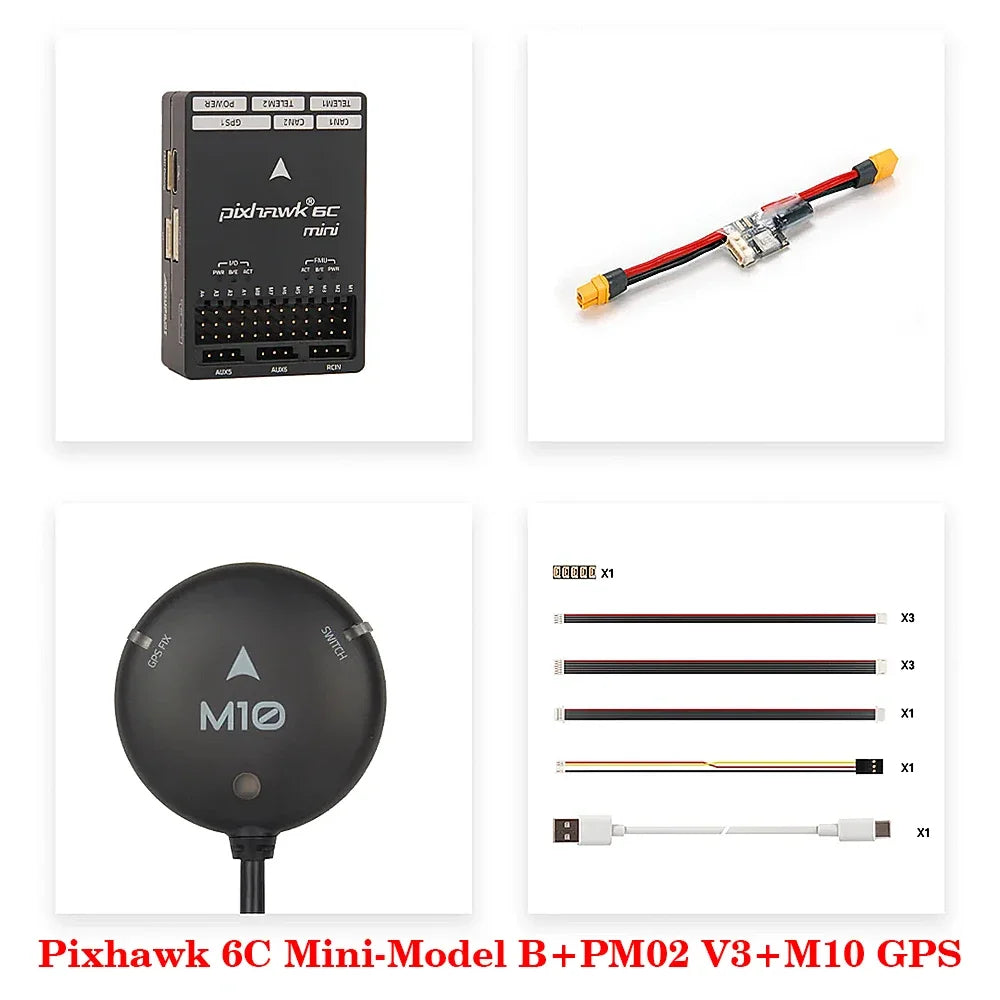 Holybro Pixhawk 6C Mini-Model B Flight Controller STM32H743 With PM02 V3 / PM06 Power Module  M9N / M10 GPS for RC FPV Drone