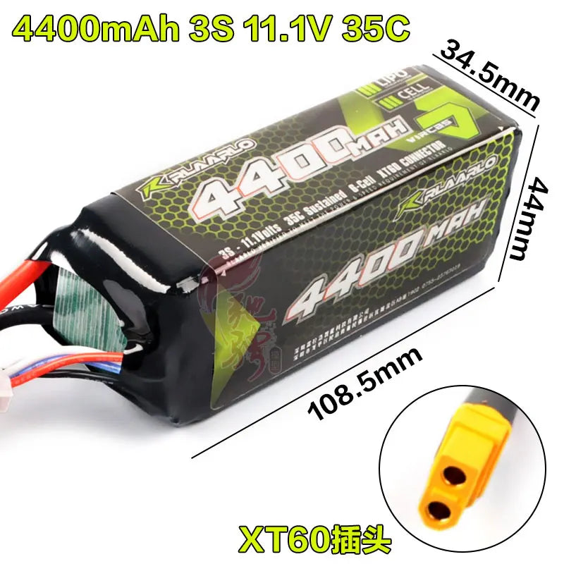 RLAARLO 3S LIPO Battery 4400mAh 11.1V Terminator XTS X12S Original Battery