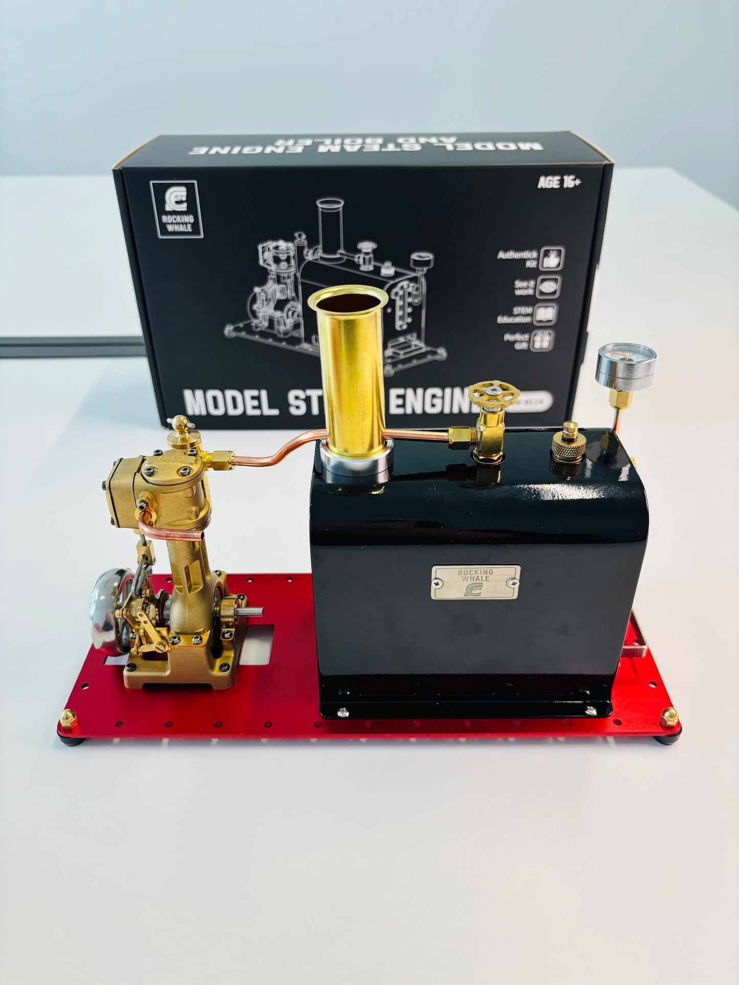 RW-BL1K Operable Steam Boiler Model Kit Retro Steam Ship Heating DIY Stirling Engine Assembly Model
