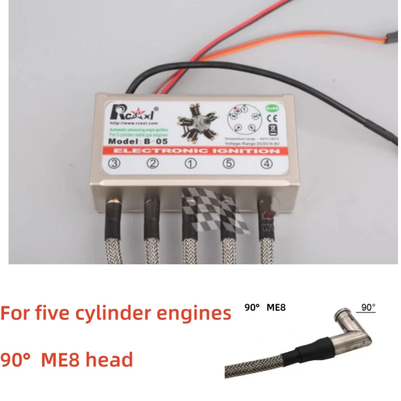 RCEXL Automatic Advancing Angle Electronic Ignition for CDI 3/4/5/7/9 Cylinders Engine CM-6/ME8 Head Igniter with Sensing Cable