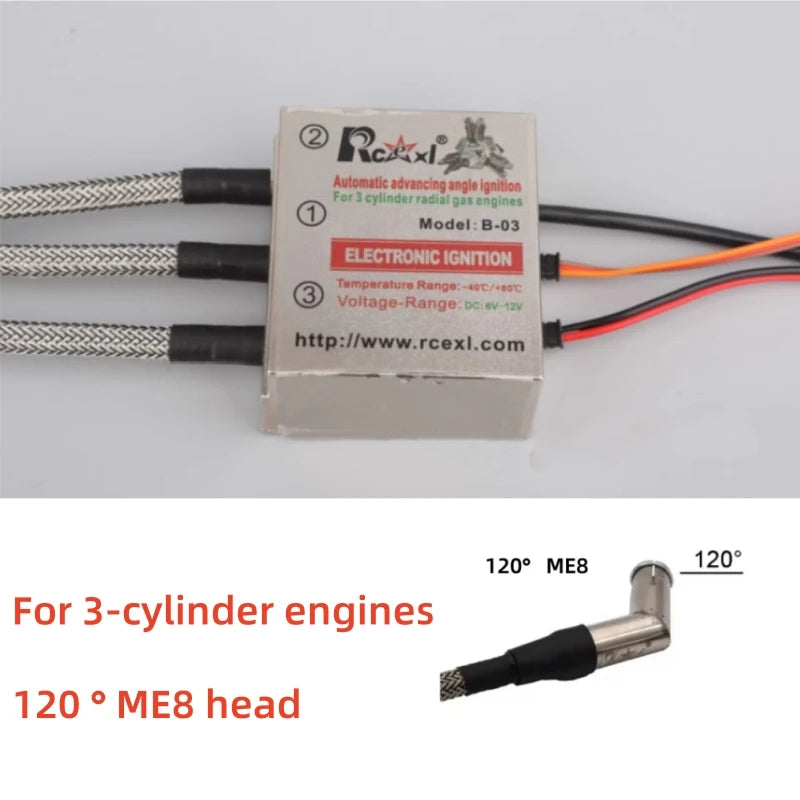 RCEXL Automatic Advancing Angle Electronic Ignition for CDI 3/4/5/7/9 Cylinders Engine CM-6/ME8 Head Igniter with Sensing Cable