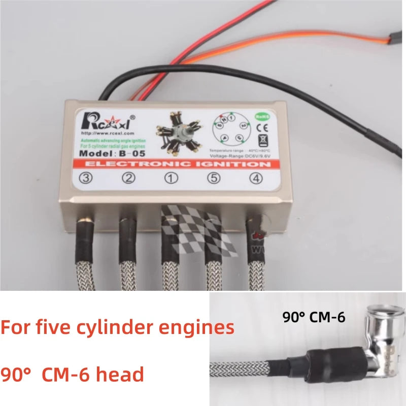 RCEXL Automatic Advancing Angle Electronic Ignition for CDI 3/4/5/7/9 Cylinders Engine CM-6/ME8 Head Igniter with Sensing Cable