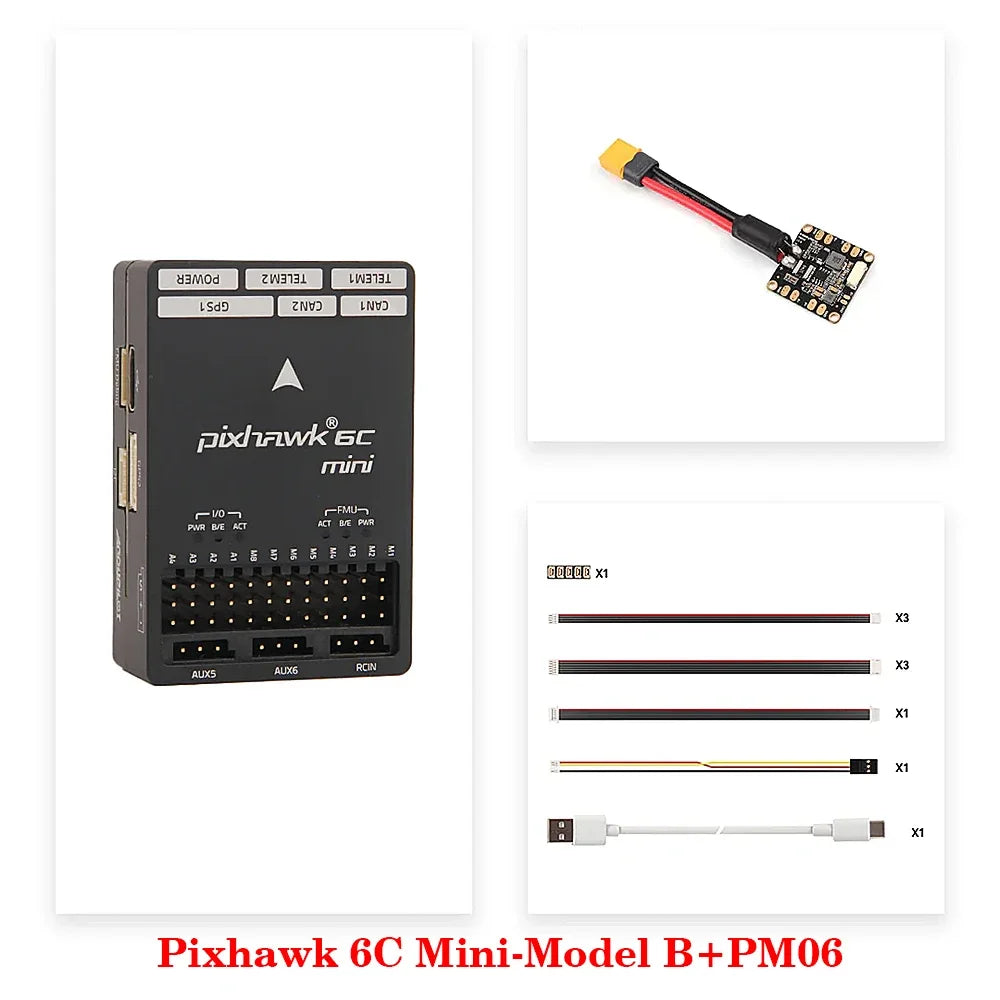 Holybro Pixhawk 6C Mini-Model B Flight Controller STM32H743 With PM02 V3 / PM06 Power Module  M9N / M10 GPS for RC FPV Drone