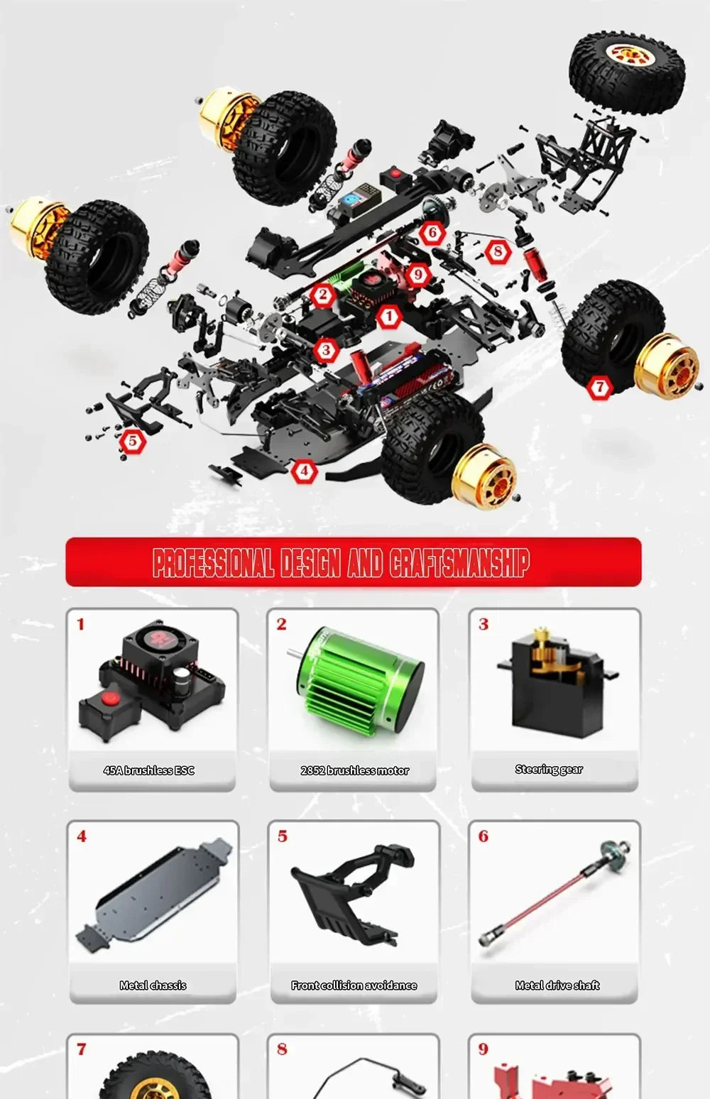 Rlaarlo 1/12 AM-D12  2.4G 4WD Brushless RC  Desert Truck RTR  2S battery