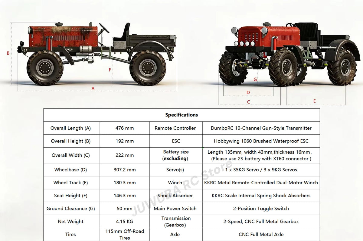 1/14 4X4 Metal RC VintageTractor MD009 RTR