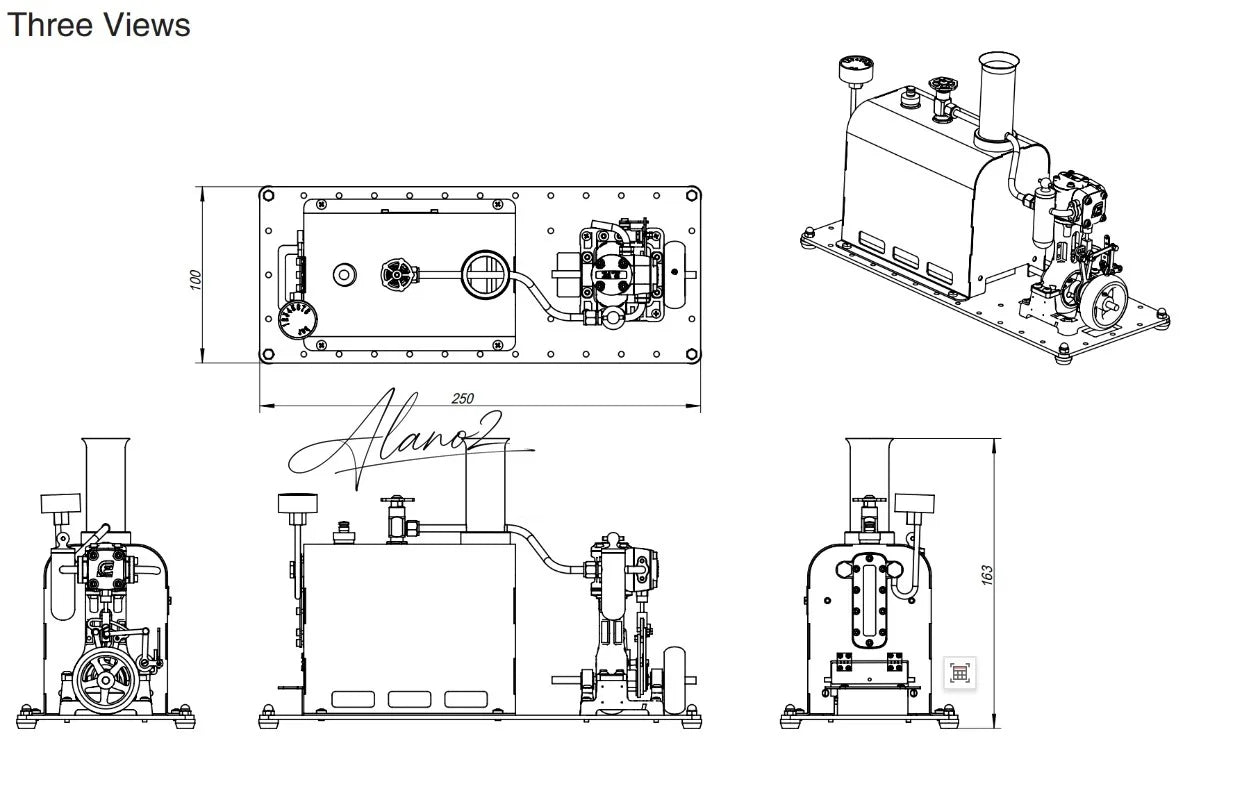 RW-BL1K Operable Steam Boiler Model Kit Retro Steam Ship Heating DIY Stirling Engine Assembly Model