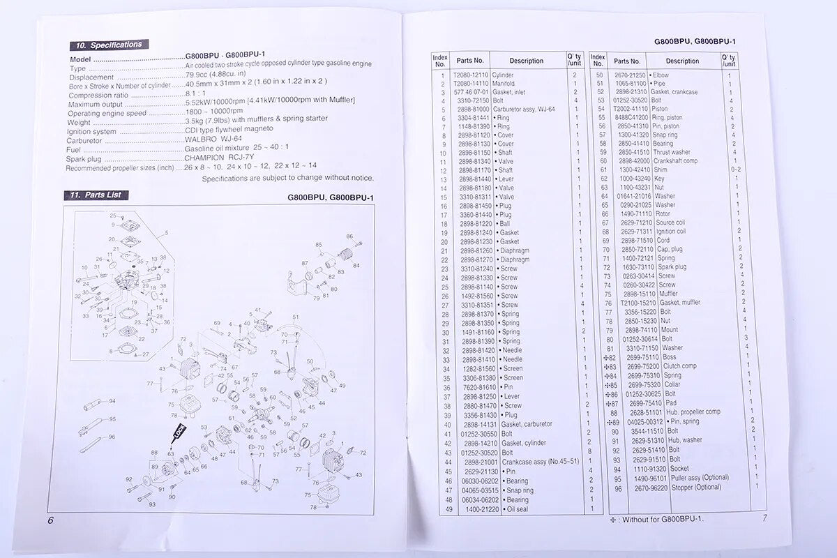 ZENOAH 80CC G800BPU RC Fixed Wing  Gasoline Engine