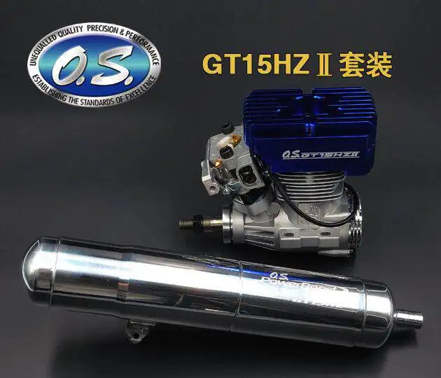 OS Engines GT15HZ II 15cc 2-Stroke Gas Version Engine with PowerBoost Pipe Muffler for 700 91 Class RC Helicopter Petrol Engine