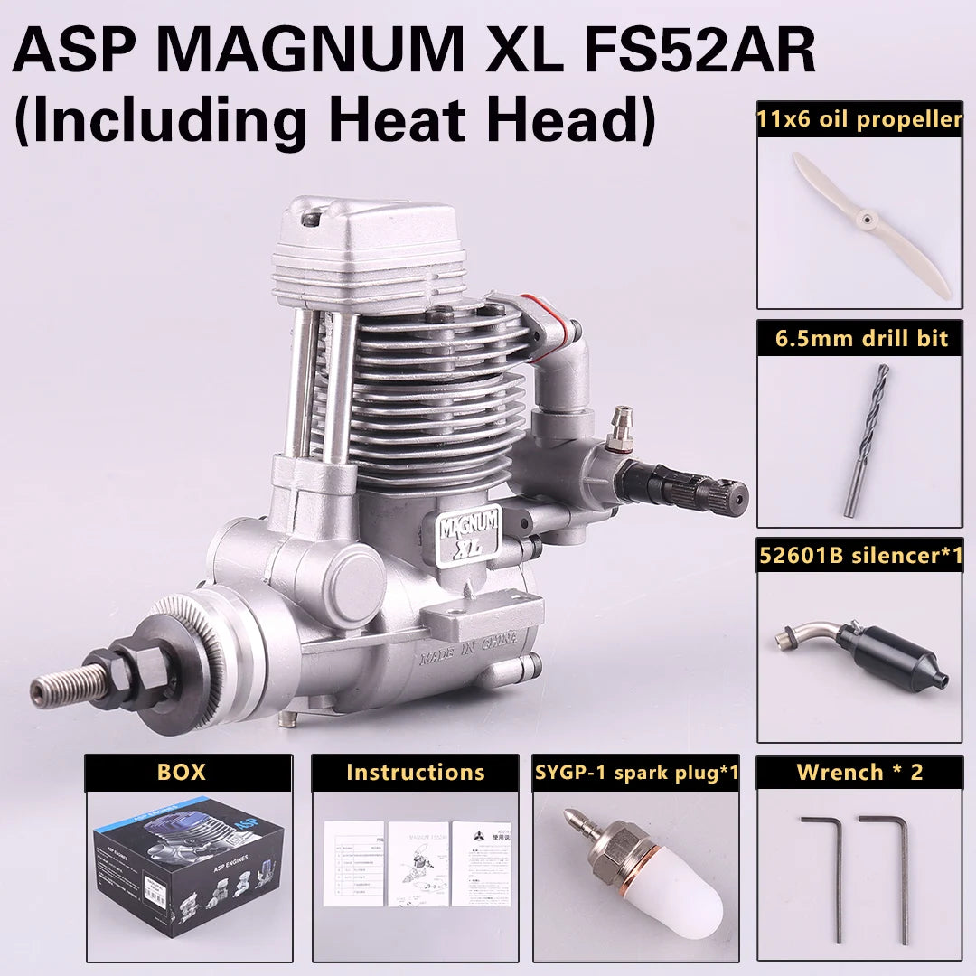 ASP FS52AR 52 8.56cc Scale Four Stroke Methanol Nitro Engine Motor for RC Fixed Wing Aircraft Airplane