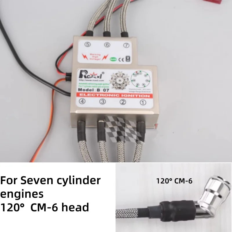 RCEXL Automatic Advancing Angle Electronic Ignition for CDI 3/4/5/7/9 Cylinders Engine CM-6/ME8 Head Igniter with Sensing Cable