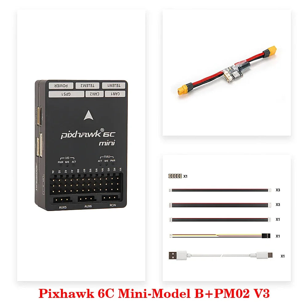 Holybro Pixhawk 6C Mini-Model B Flight Controller STM32H743 With PM02 V3 / PM06 Power Module  M9N / M10 GPS for RC FPV Drone