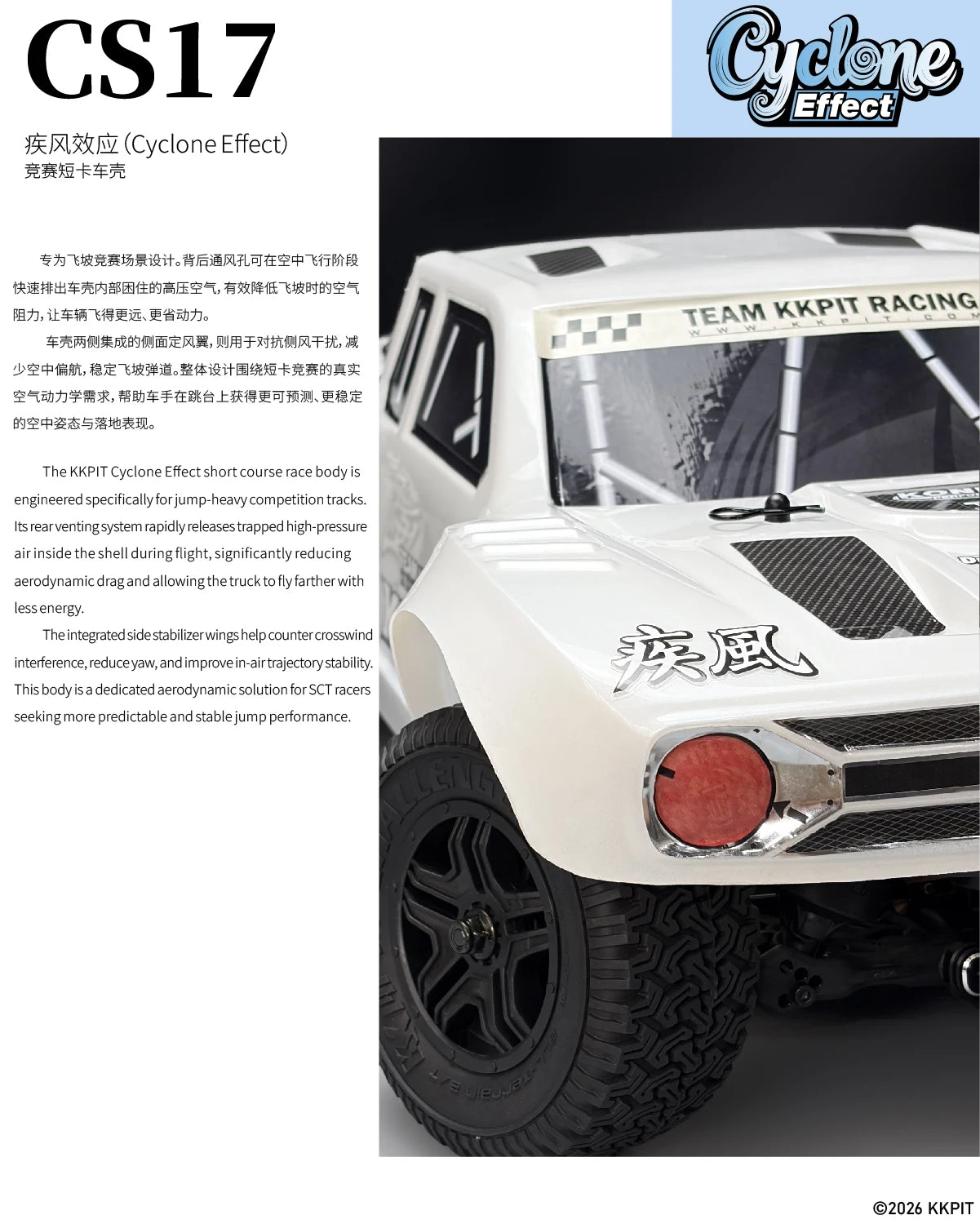 KKPIT-Transparent car shell -1/10 Cyclone Effect SHORT COURSE rc car -71026