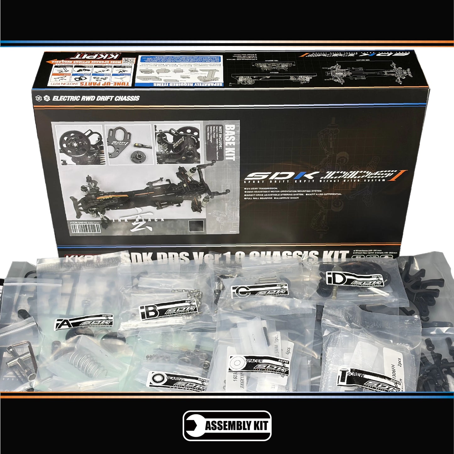 KKPIT SDK DDS Ver.1.0 1/10 RWD Electric Rc DRIFT Car Chassis KIT