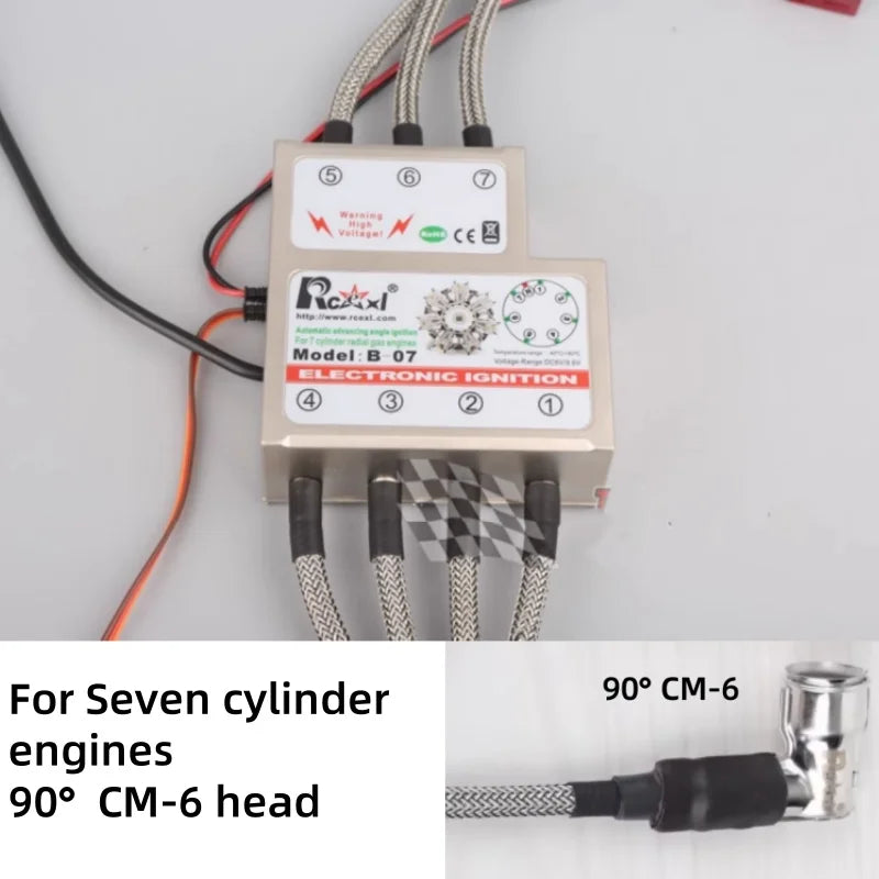 RCEXL Automatic Advancing Angle Electronic Ignition for CDI 3/4/5/7/9 Cylinders Engine CM-6/ME8 Head Igniter with Sensing Cable