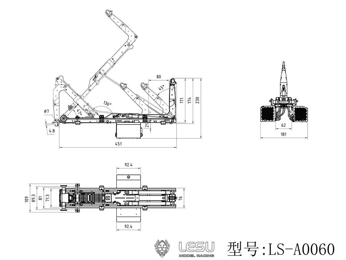 LESU 1/14 Roll-on/Roll-off Hydraulic Telescopic Complete Discharge Vehicle Kit LS-A0060