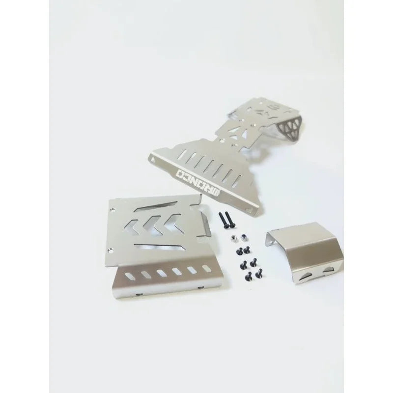 Stainless Steel  Armor Skid Plate Chassis Protect for TRACTION HOBBY KM Bronco Raptor 1/8 RC Crawler