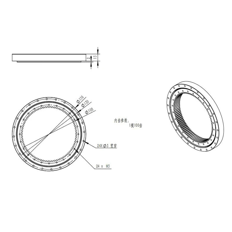 KABOLITE 1/14 Rc Hydraulic Excavator K970 Slewing Disc Slewing Bearing