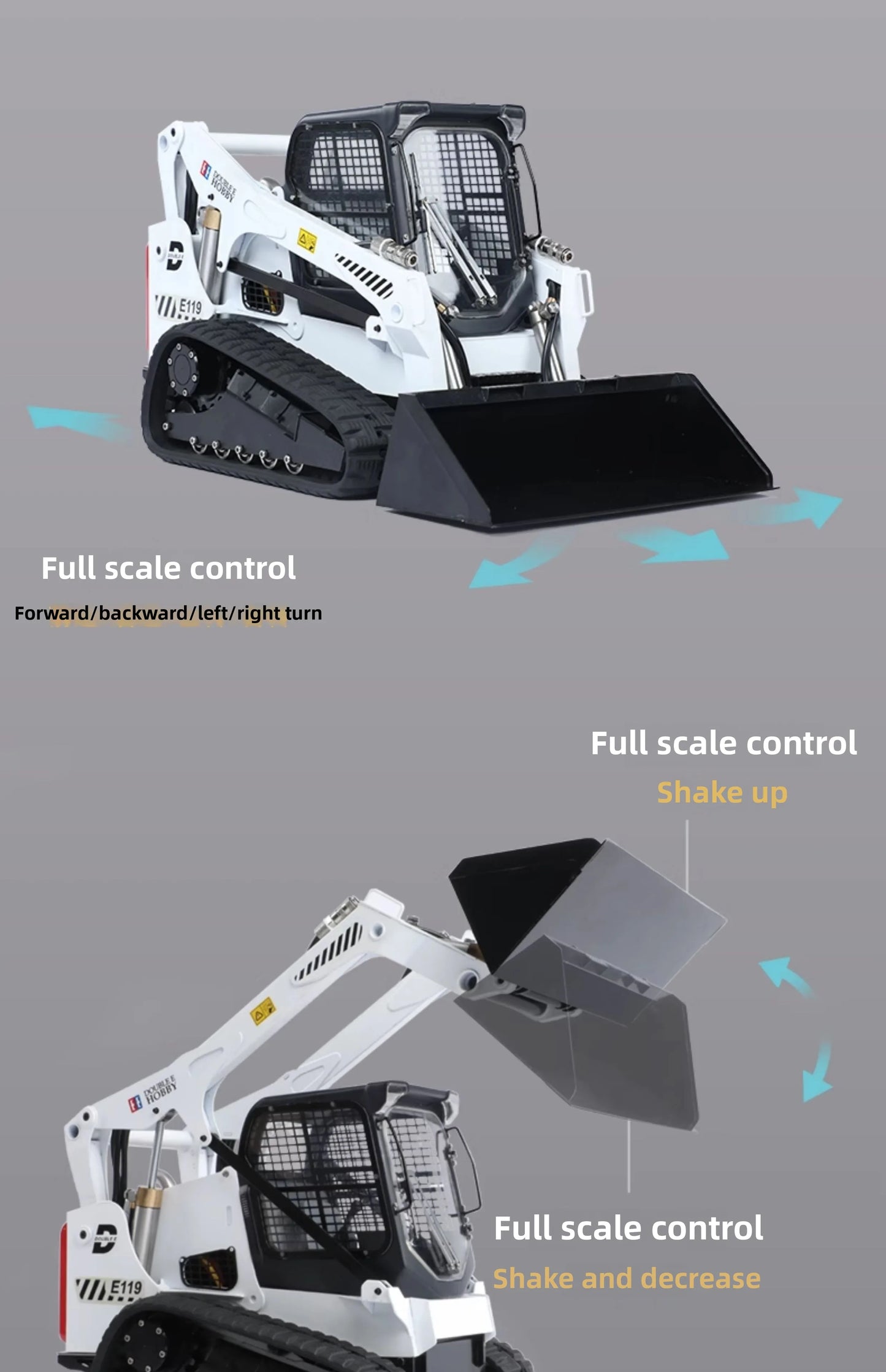 DOUBLE E E119  1/14 RC Hydraulic Tracked Bobcat Engineering Vehicle Skid Loader RTR