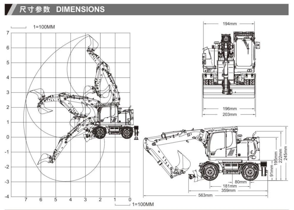 CUT HOBBY CUT-914-LS Wheeled Hydraulic Excavator RTR