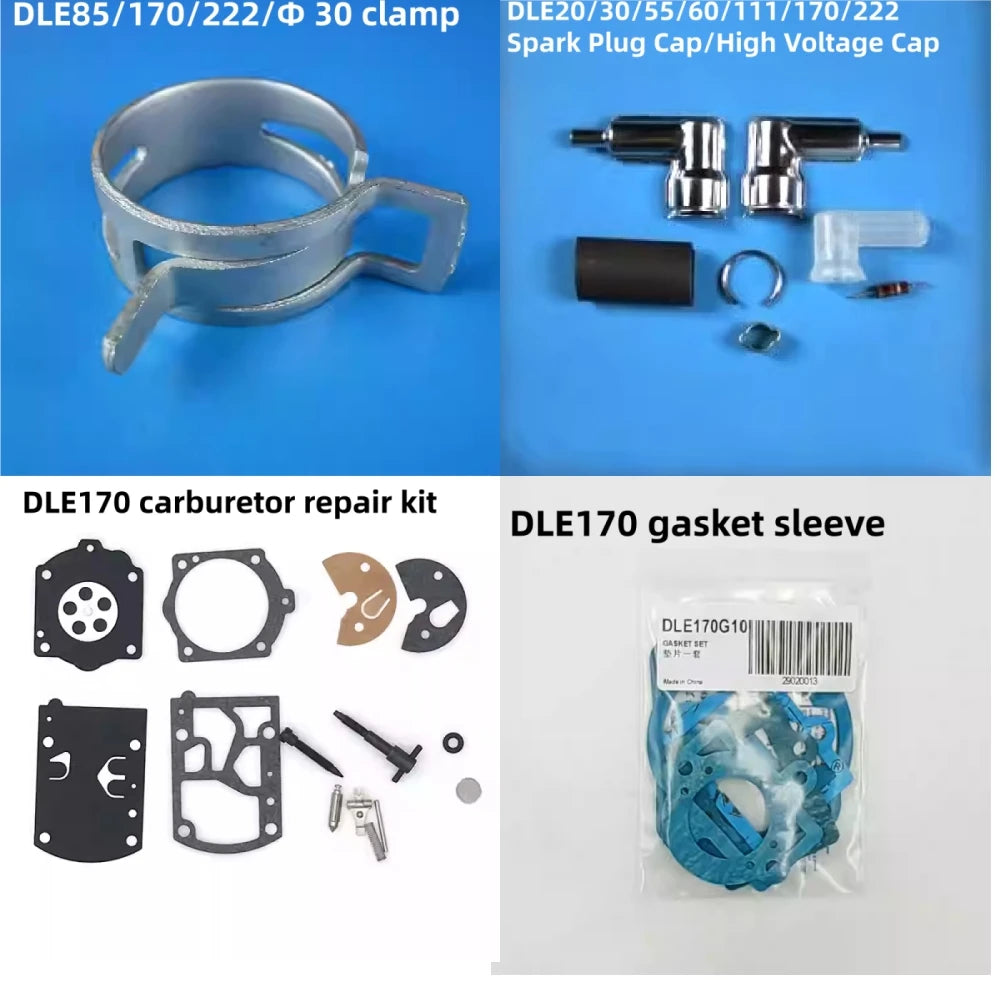 DLE170/170M Engine Original Accessories Replacement Bearings, air filters, spark plug caps, propeller screws, gaskets etc.