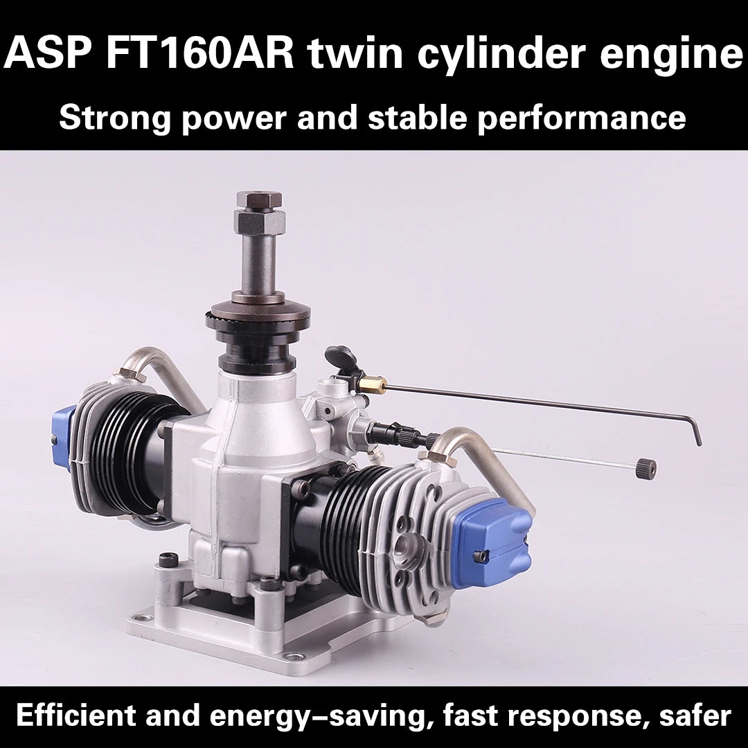 ASP FT160AR Dual Cylinder Methanol Engine Four Stroke for Fixed Wing Remote-Controlled Aircraft