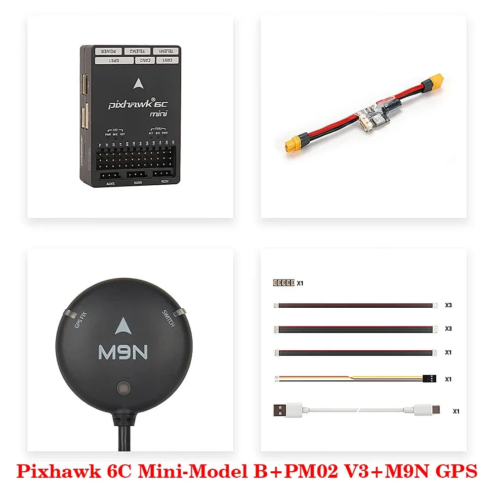 Holybro Pixhawk 6C Mini-Model B Flight Controller STM32H743 With PM02 V3 / PM06 Power Module  M9N / M10 GPS for RC FPV Drone