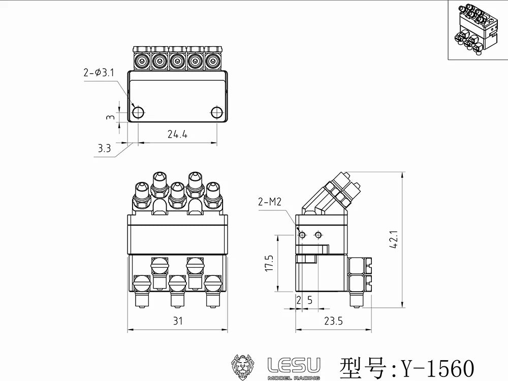 LESU1/14 AOUE LR960 Demolition Machine 5-way Nozzle Quick Change Coupler Quick Nozzle Connector Y-1560