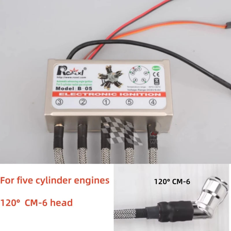 RCEXL Automatic Advancing Angle Electronic Ignition for CDI 3/4/5/7/9 Cylinders Engine CM-6/ME8 Head Igniter with Sensing Cable