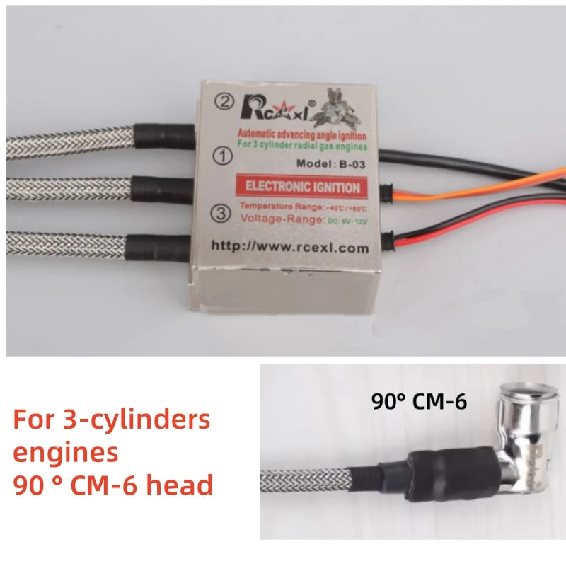 RCEXL Automatic Advancing Angle Electronic Ignition for CDI 3/4/5/7/9 Cylinders Engine CM-6/ME8 Head Igniter with Sensing Cable