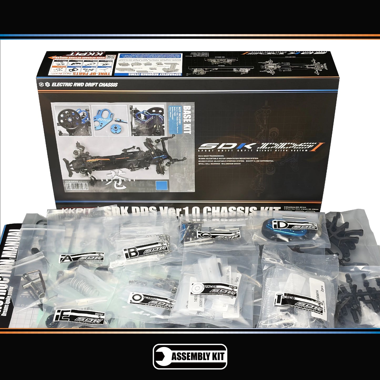 KKPIT SDK DDS Ver.1.0 1/10 RWD Electric Rc DRIFT Car Chassis KIT