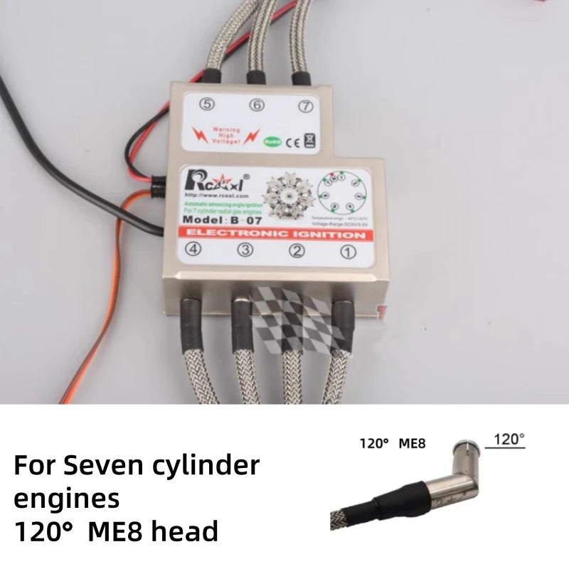 RCEXL Automatic Advancing Angle Electronic Ignition for CDI 3/4/5/7/9 Cylinders Engine CM-6/ME8 Head Igniter with Sensing Cable