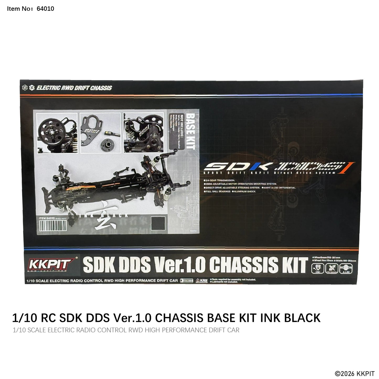 KKPIT SDK DDS Ver.1.0 1/10 RWD Electric Rc DRIFT Car Chassis KIT