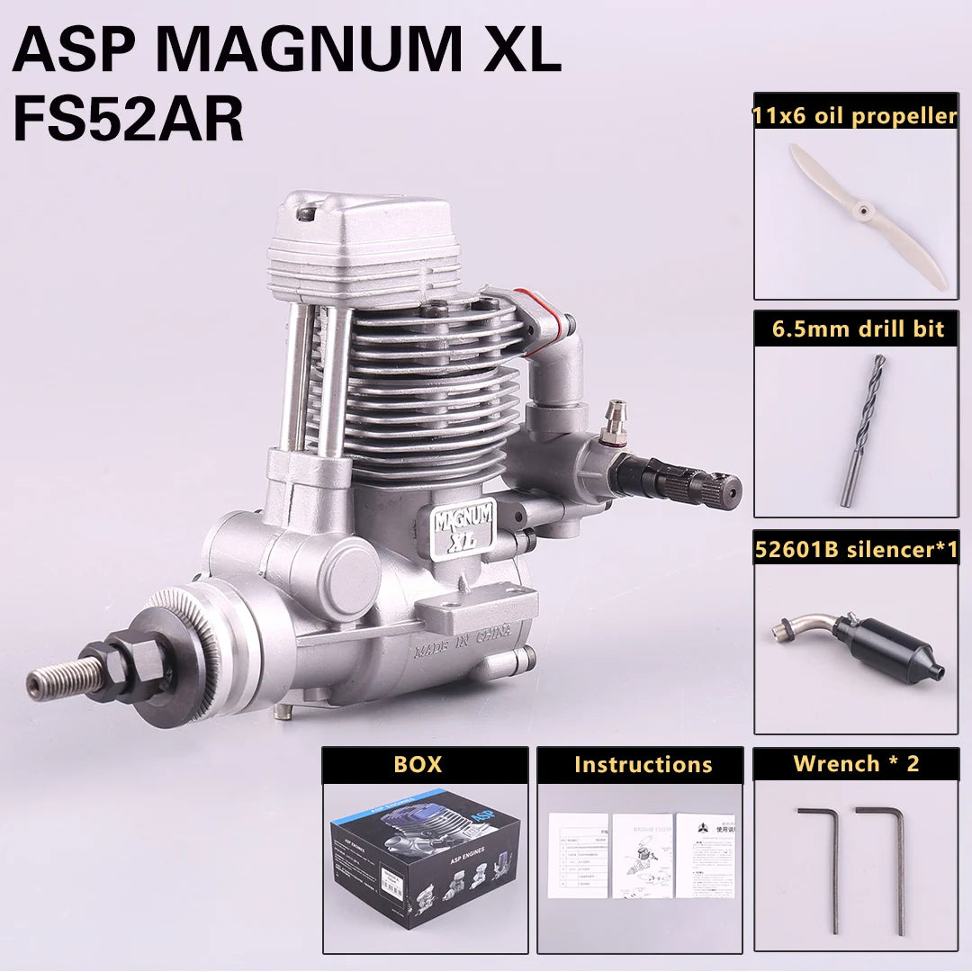 ASP FS52AR 52 8.56cc Scale Four Stroke Methanol Nitro Engine Motor for RC Fixed Wing Aircraft Airplane