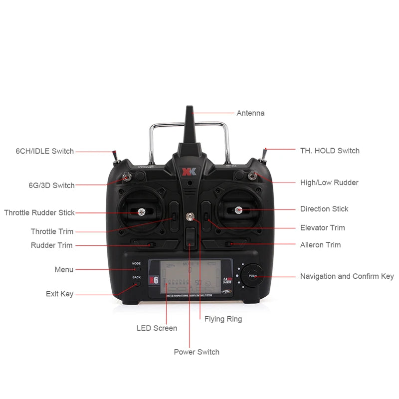 XK X6 Transmitter Radio XK K120 K110 K123 K124 X350 K130 K110S Helicopter Fixed Wing Aircraft Transmitter
