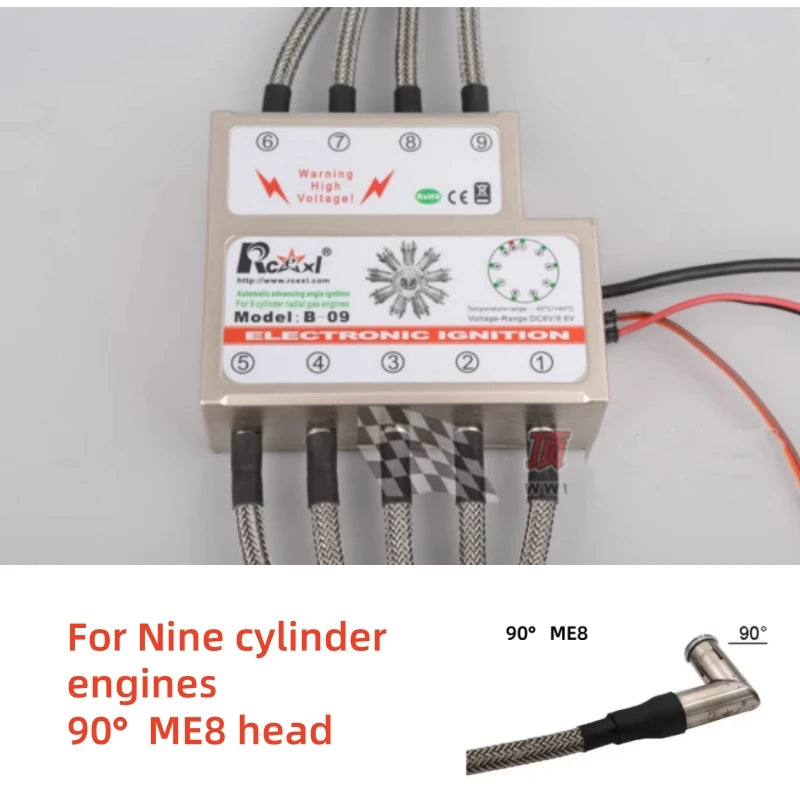 RCEXL Automatic Advancing Angle Electronic Ignition for CDI 3/4/5/7/9 Cylinders Engine CM-6/ME8 Head Igniter with Sensing Cable