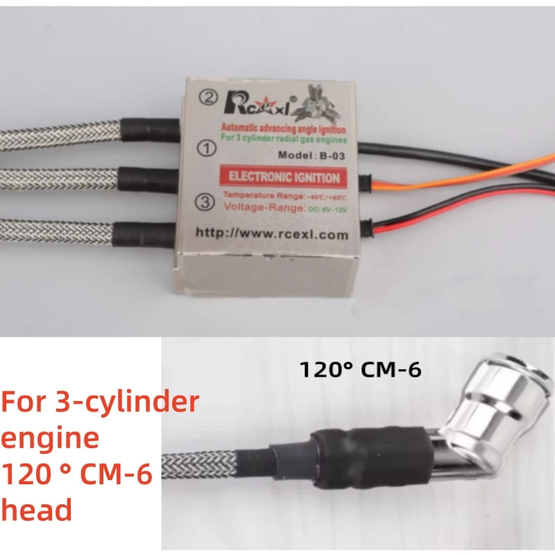 RCEXL Automatic Advancing Angle Electronic Ignition for CDI 3/4/5/7/9 Cylinders Engine CM-6/ME8 Head Igniter with Sensing Cable