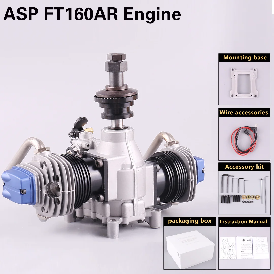 ASP FT160AR Dual Cylinder Methanol Engine Four Stroke for Fixed Wing Remote-Controlled Aircraft