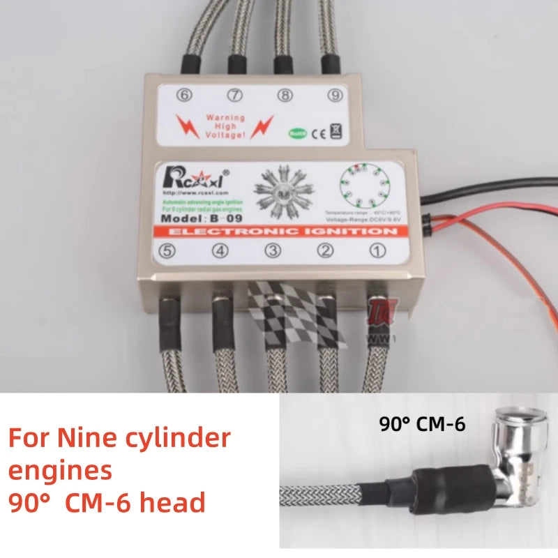 RCEXL Automatic Advancing Angle Electronic Ignition for CDI 3/4/5/7/9 Cylinders Engine CM-6/ME8 Head Igniter with Sensing Cable